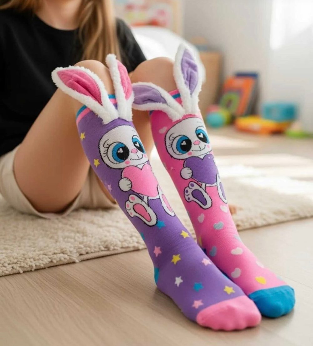 Peluş Tavşan Kulaklı 3 Boyutlu Uzun Çorap