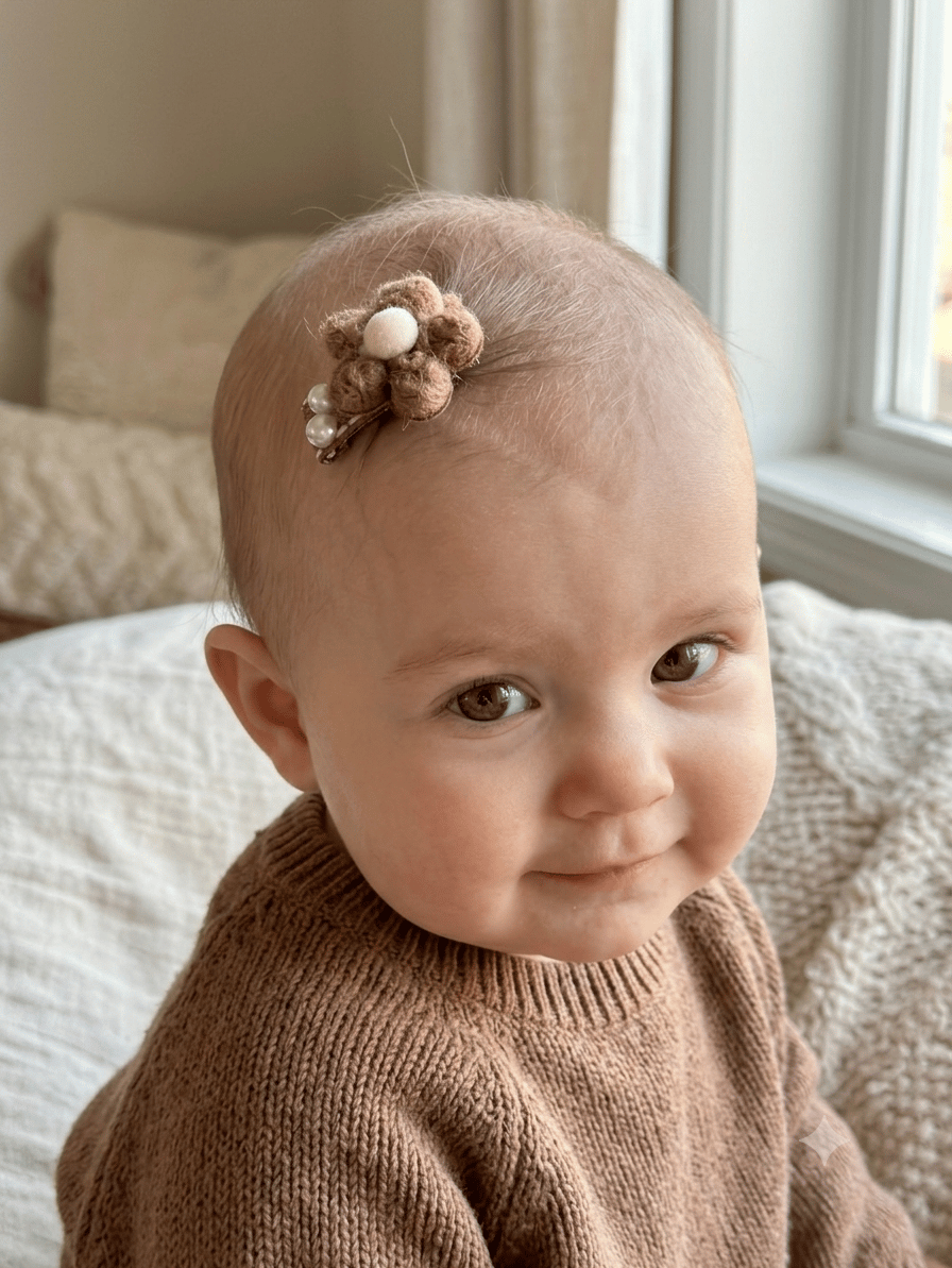 Kahve Tonlu Saçsız Bebek Tokası 5li