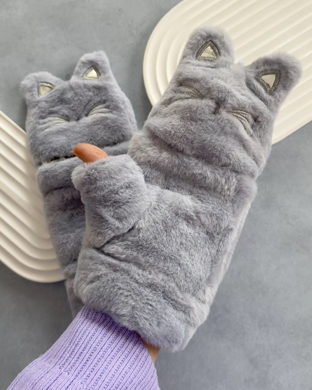Katlanabilir Peluş Kedi Eldiven
