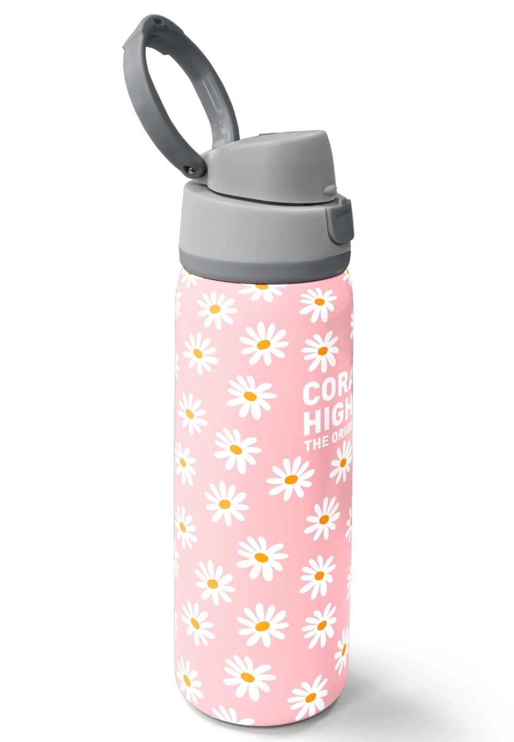 Coral High 800 ml Papatya Desenli Pipetli ve Direkt İçim Çelik Termos