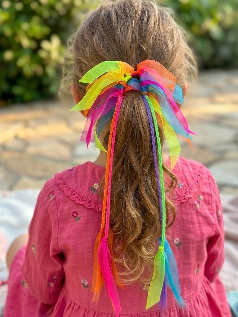 Renkli Örgülü Kurdele Detaylı Raınbow Lastik
