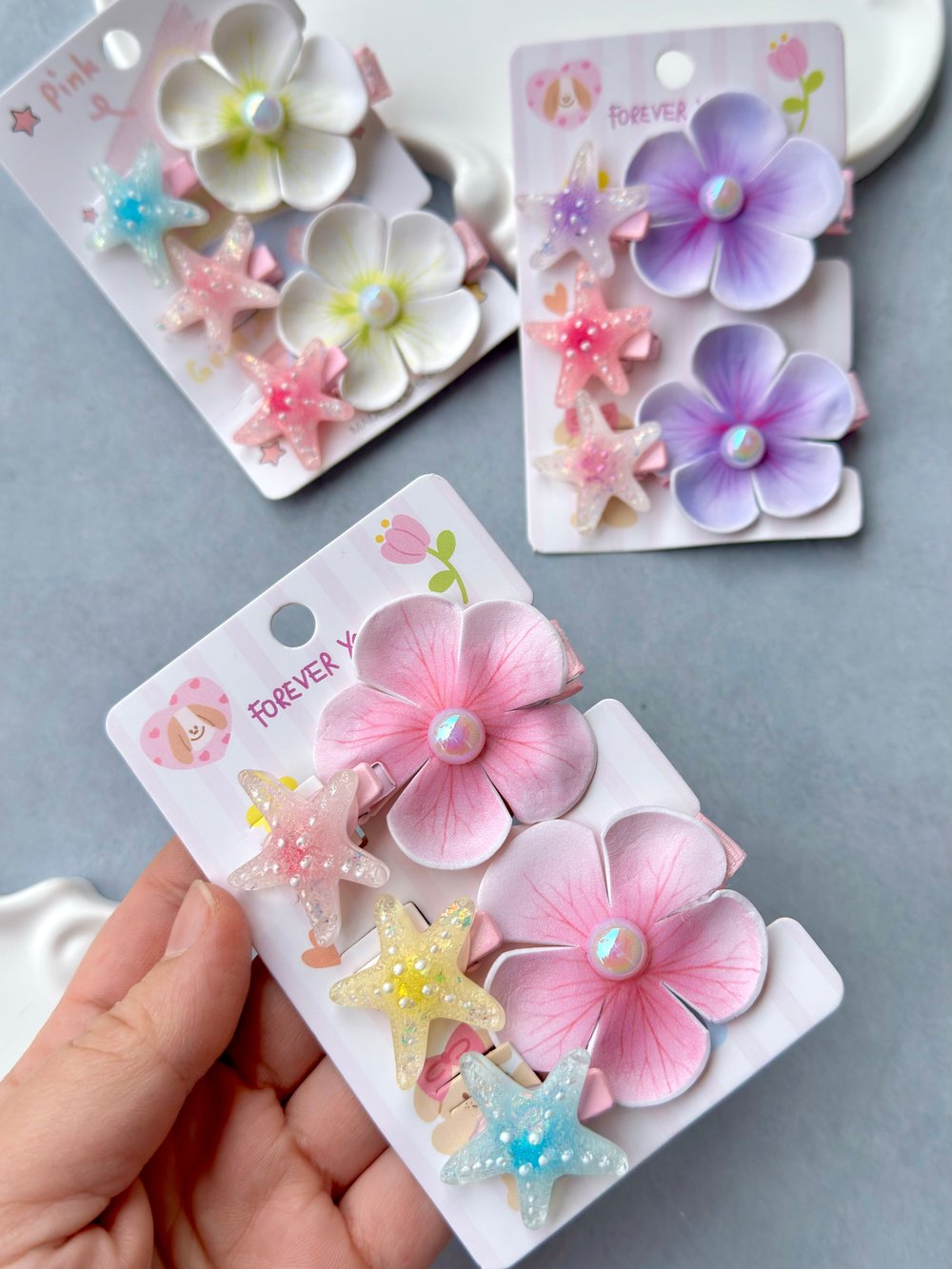 Deniz Yıldızı Nilüfer Çiçeği Klips Set