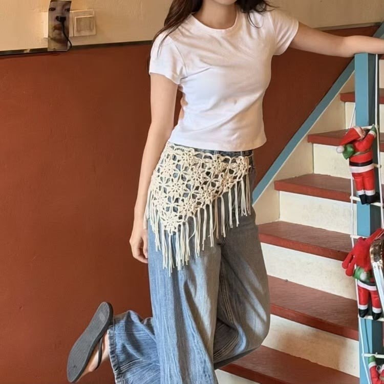 Saçak Detaylı Bohem Bandana  & Kemer