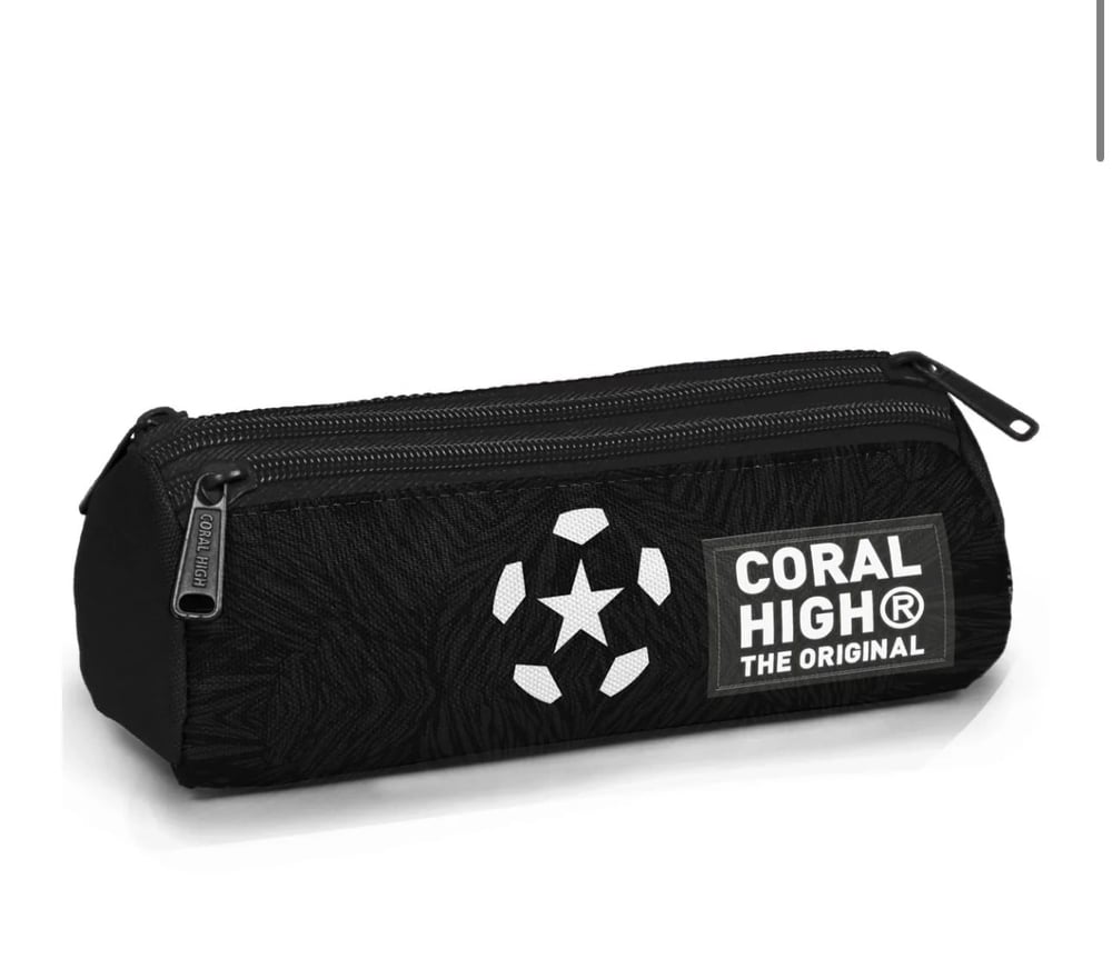 Coral High Siyah Futbol Desenli Üç Bölmeli Kalemlik