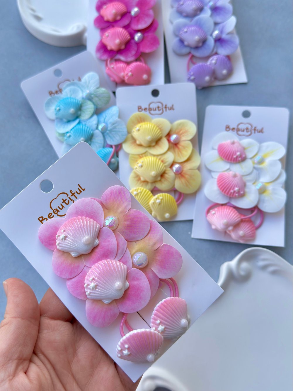 İstiridye İnci Lastik  Klips Set