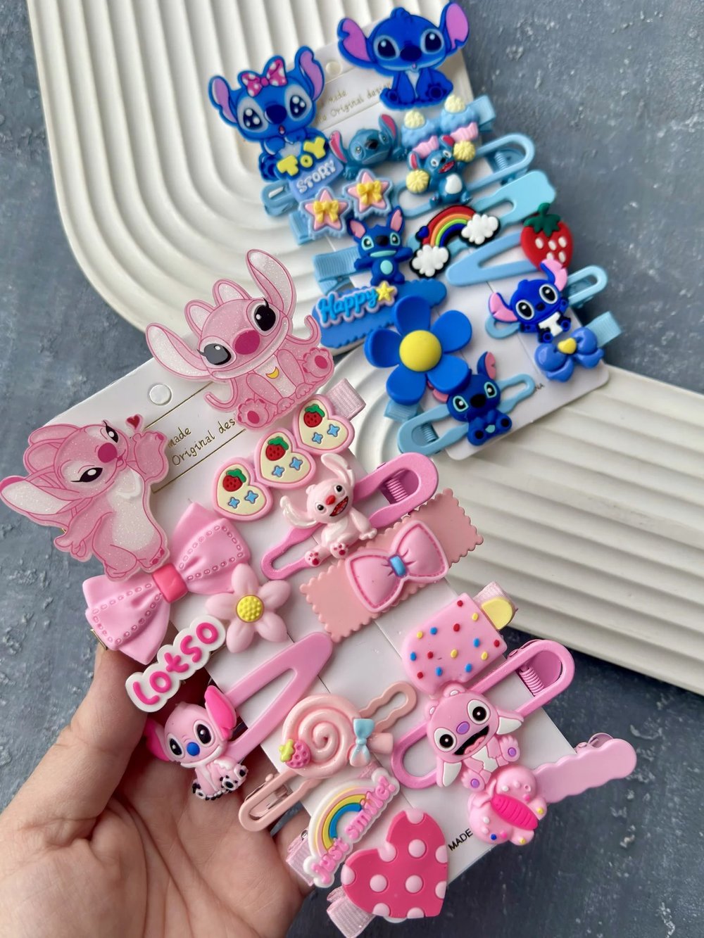 Stitch Ve Karışık Figürlü 14lü Klips Çıtçıt Set Toka