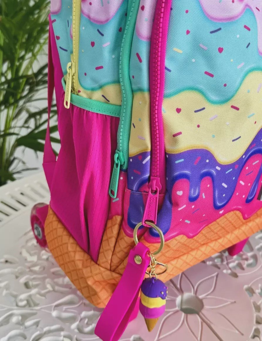 Coral High Dondurma Desenli Işıklı Çekçekli Büyük Boy Çanta