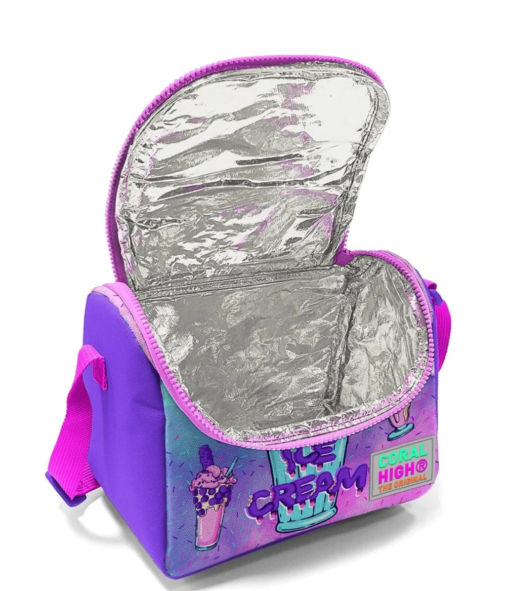 Coral High Pembe Mor Milkshake Dondurma Desenli Thermo Beslenme Çanta