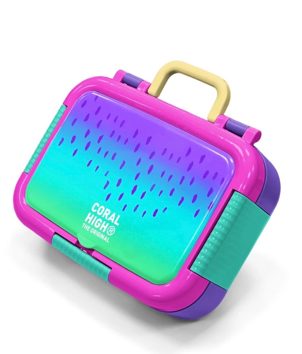 Coral High Mor Lila Renk Geçişli Desenli Paslanmaz Çelik Beslenme Kabı