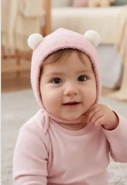 Ponpon Detaylı Bebek Peluş Şapka