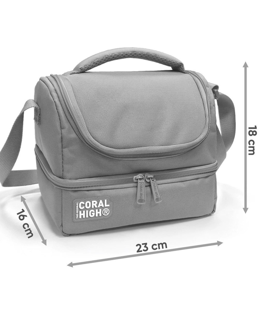Coral High Neon Pembe Su Yeşili Kalp Desenli 2 Katlı Thermo  Beslenme Çantası