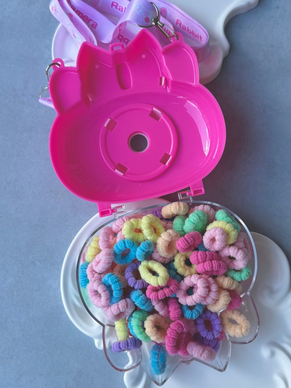 Pembe Kurdele Fotoğraf Makinalı Lastikli Çanta