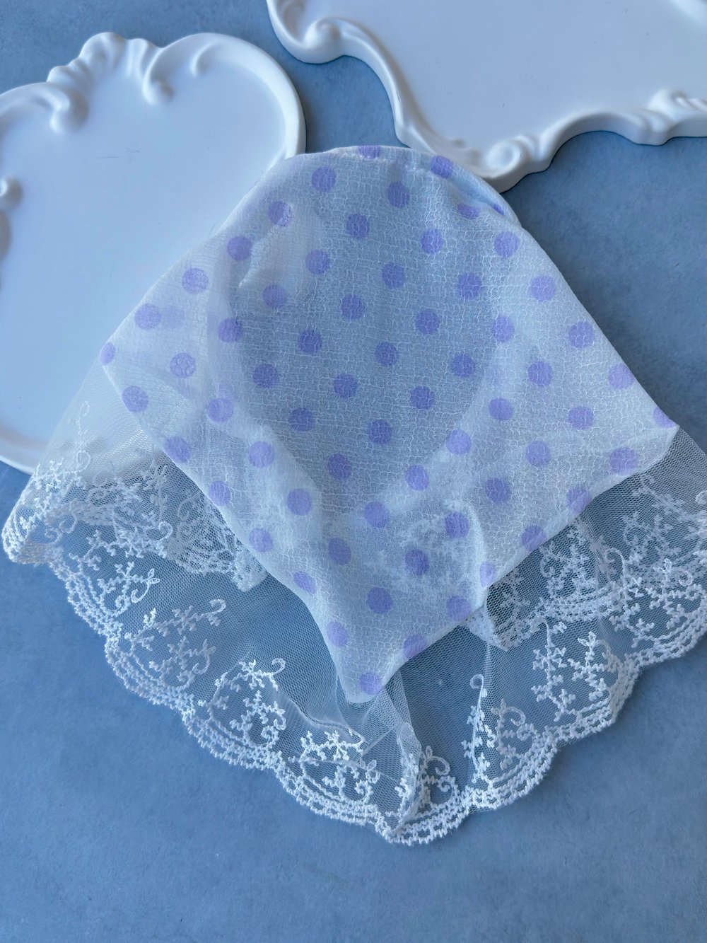 Lila Renk Çiçek Ve Dantel Detaylı Vintage Bohem Taç