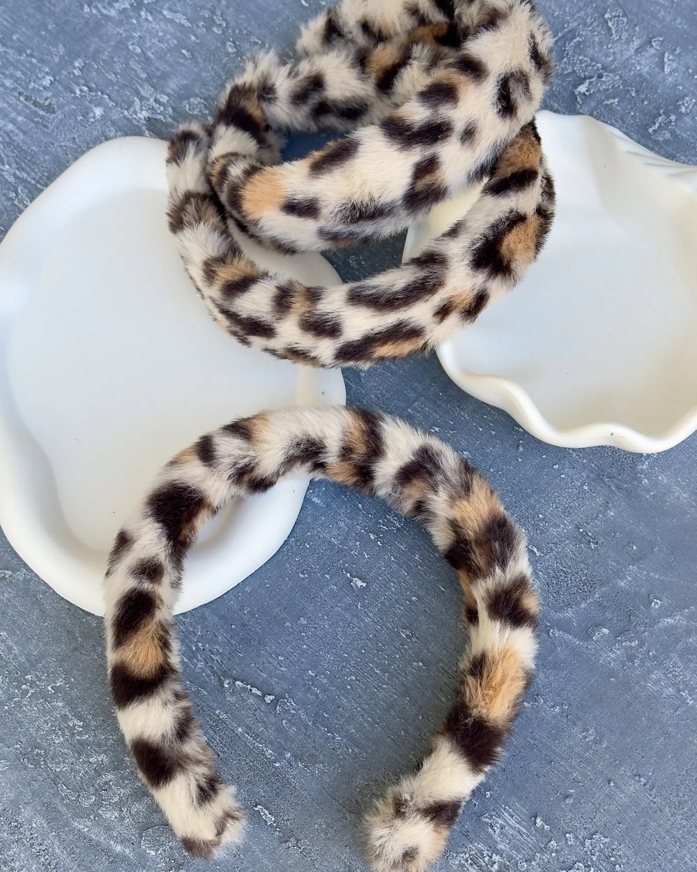 Leopar Desen Peluş Taç