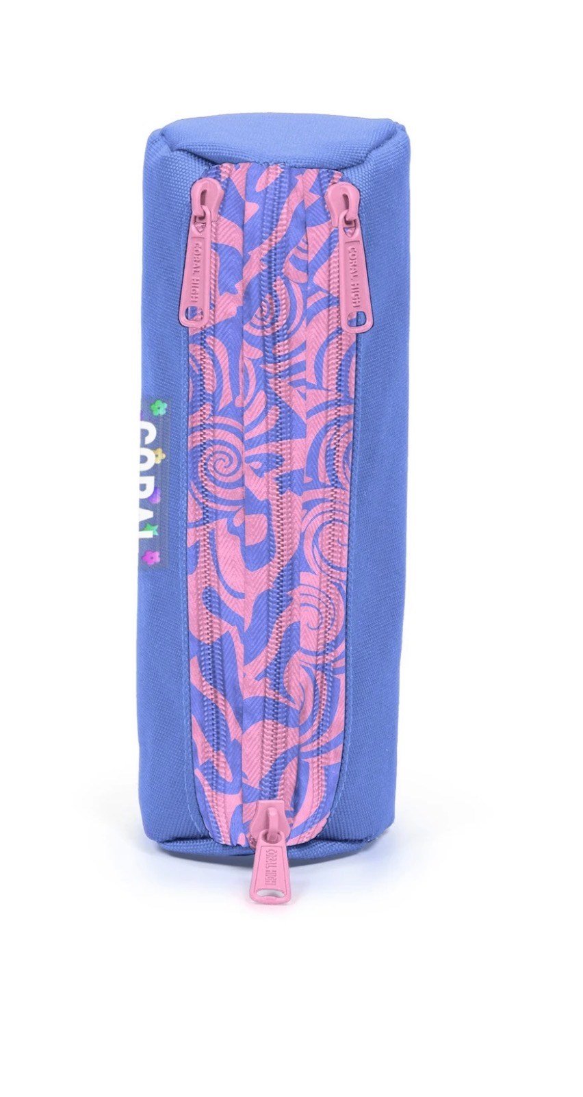 Coral High Lila Geometrik Desenli Üç Bölmeli Kalem Çantası