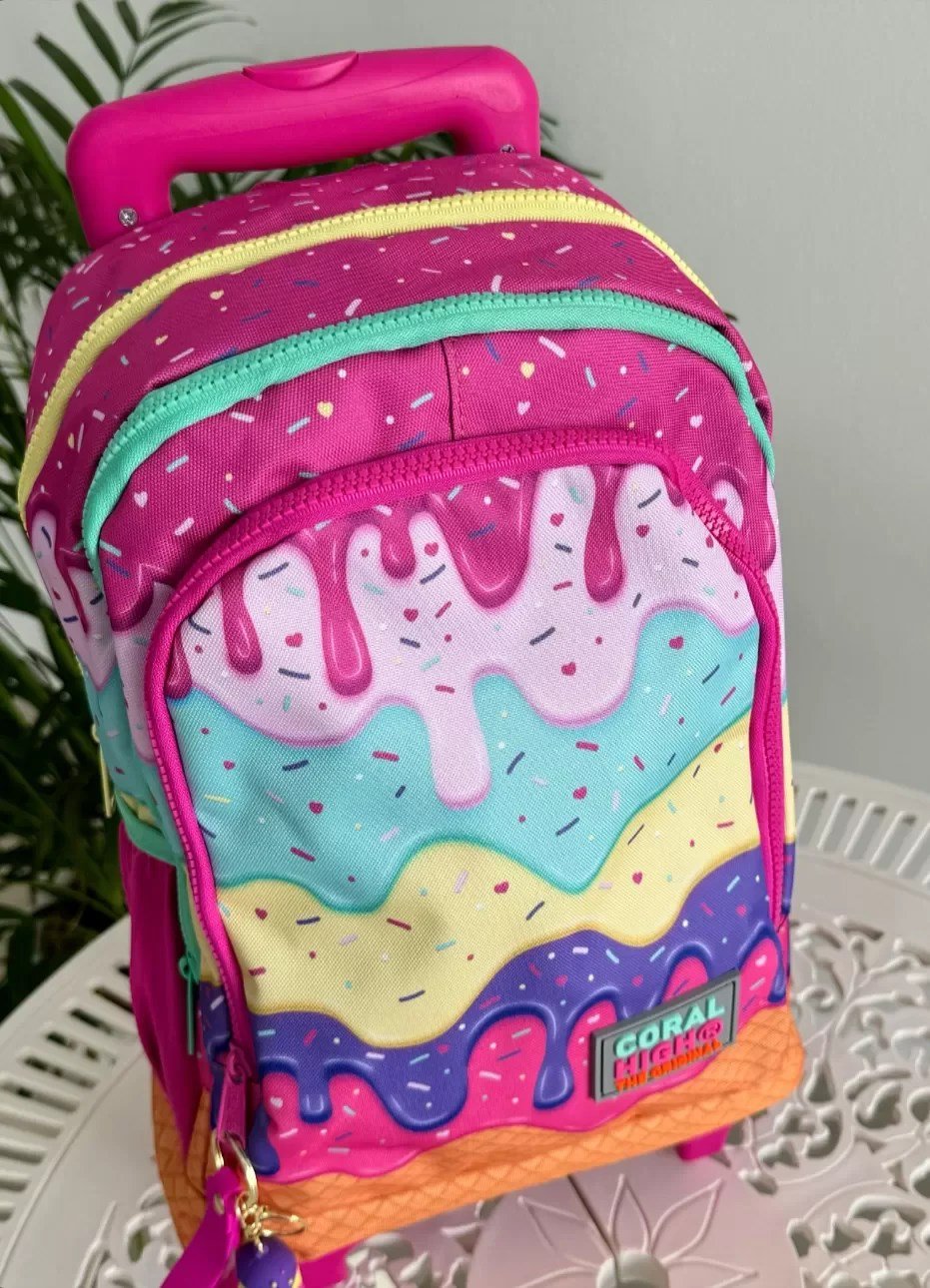 Coral High Dondurma Desenli Işıklı Çekçekli Büyük Boy Çanta