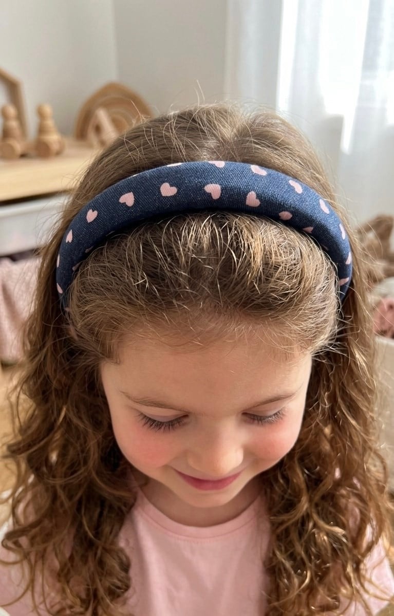 Minik Kalp Detaylı Kot Denim Taç 