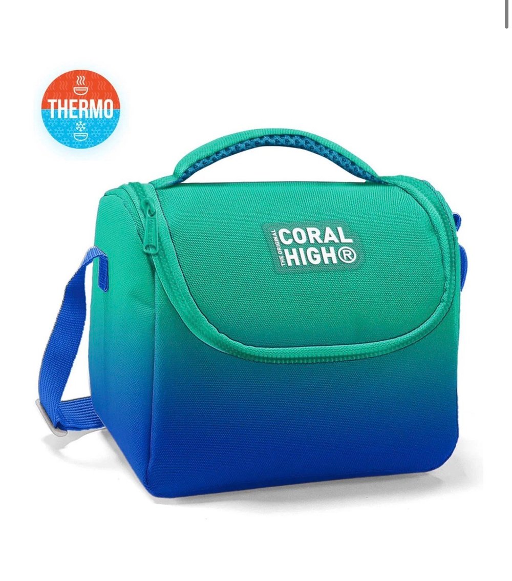 Coral High Yeşil Saks Renk Geçişli Çanta ve Beslenme Çantası