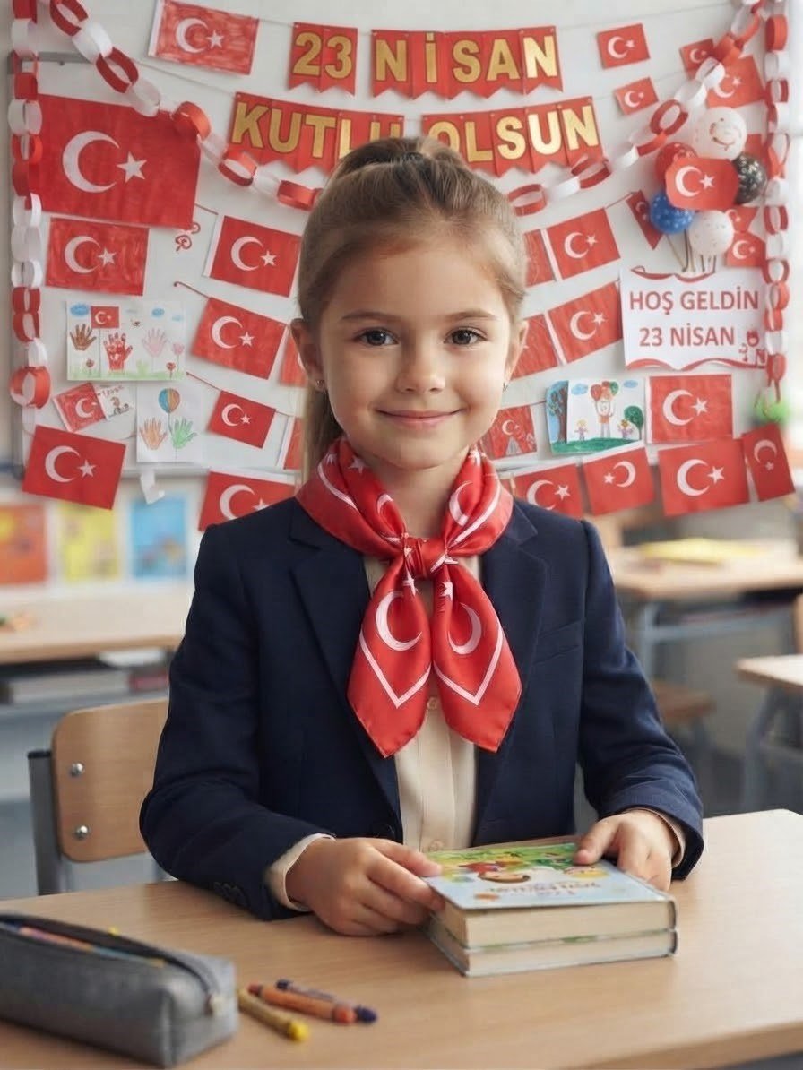 Atatürk Silüetli ve İmzalı Kırmızı 50x50 cm Saten Fular