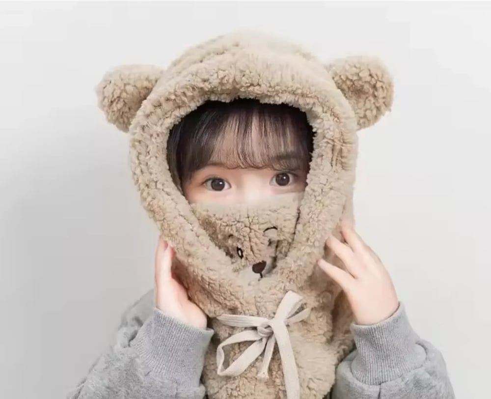 Kahverengi Teddy Peluş Şapka & Atkı