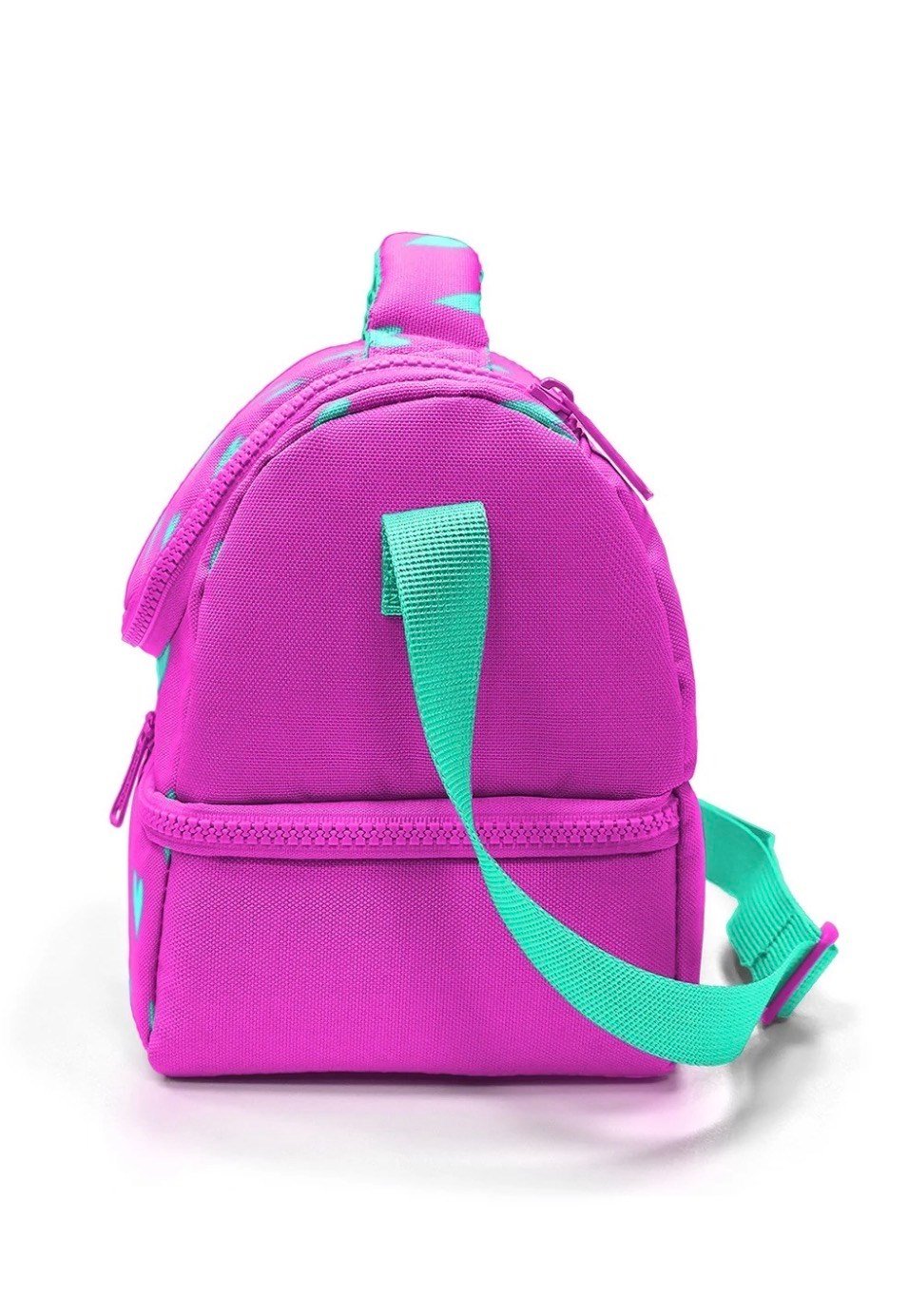 Coral High Neon Pembe Su Yeşili Kalp Desenli 2 Katlı Thermo  Beslenme Çantası