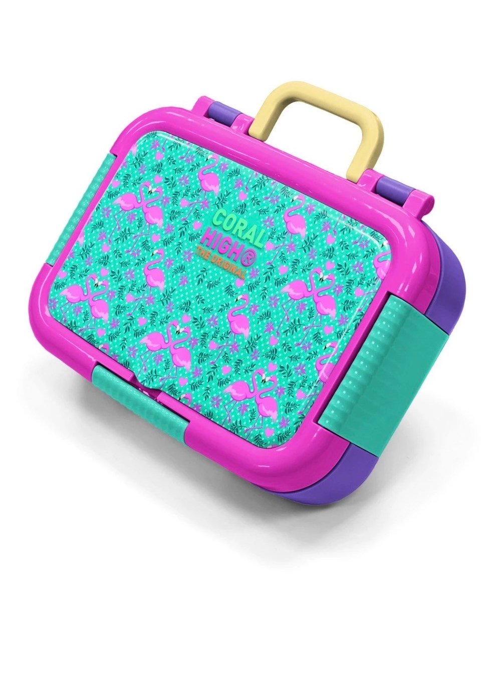 Coral High  Su Yeşili Pembe Flamingo Desenli Paslanmaz Çelik Beslenme Kabı 