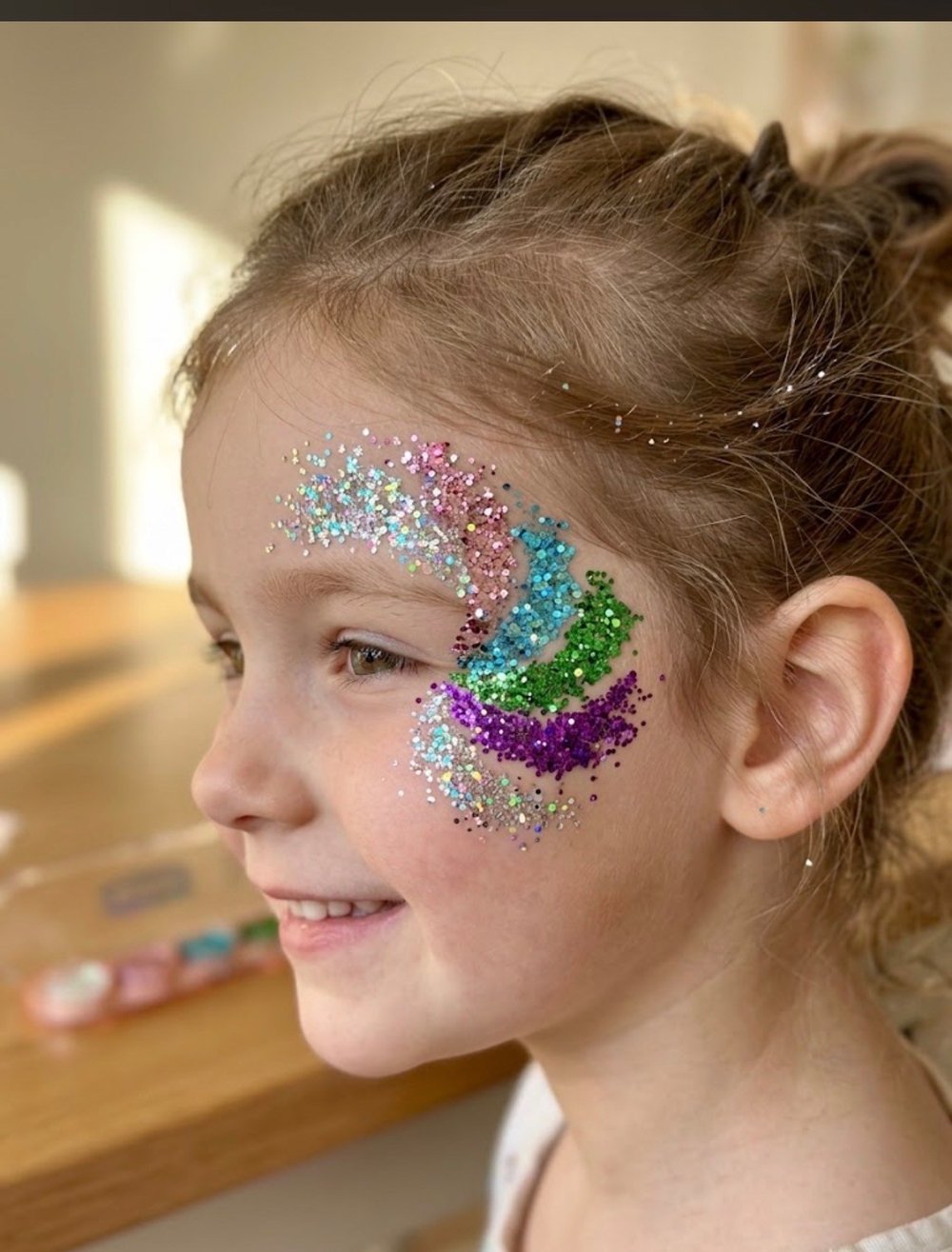 Kalp Desenli Glitter Paleti 5li Pembe