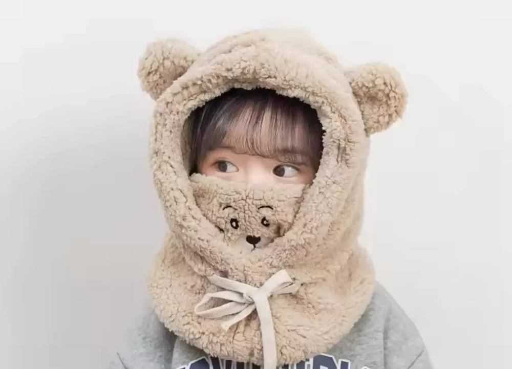 Kahverengi Teddy Peluş Şapka & Atkı