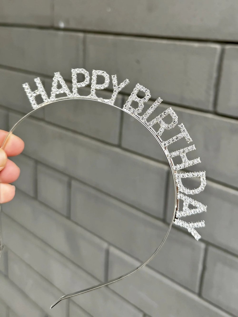 Taş Detaylı Parıltılı Happy Birthday Tacı