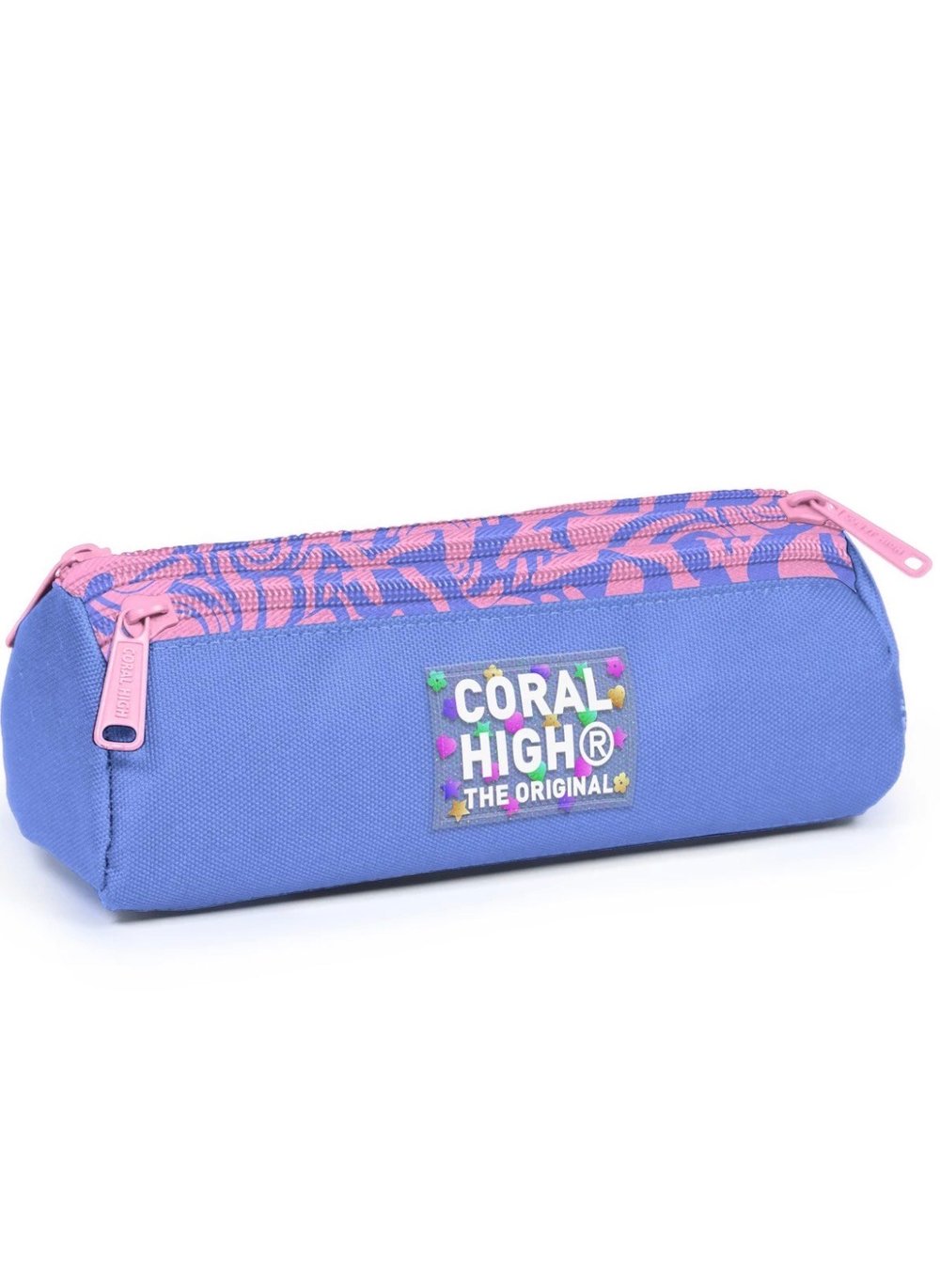 Coral High Lila Geometrik Desenli Üç Bölmeli Kalem Çantası