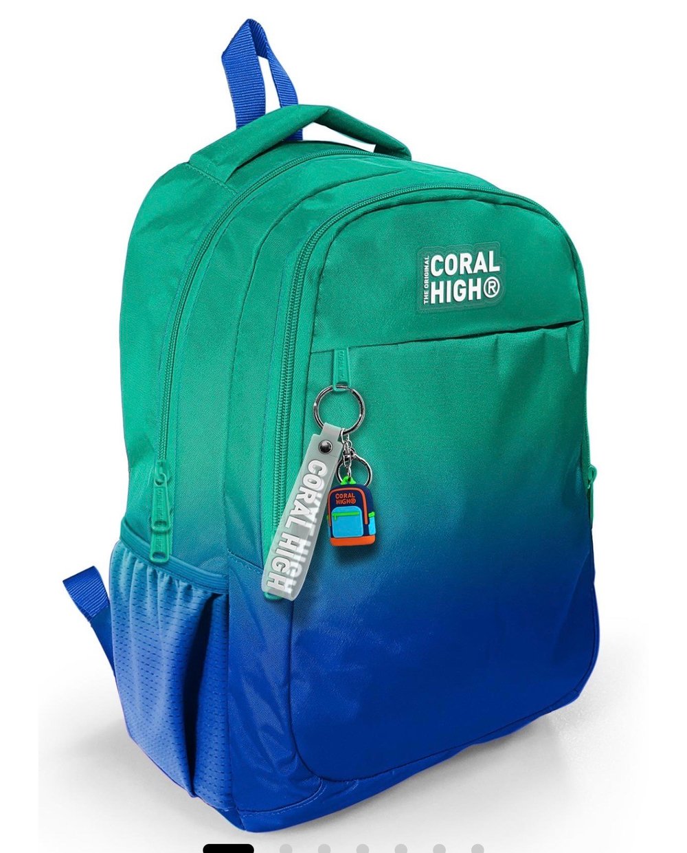 Coral High Yeşil Saks Renk Geçişli Çanta ve Beslenme Çantası