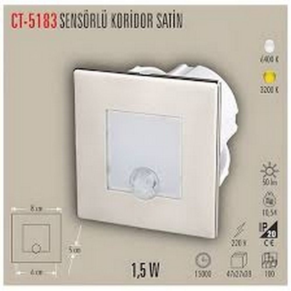 1.5W SENSÖRLÜ KORİDOR (KARE)(BEYAZ)