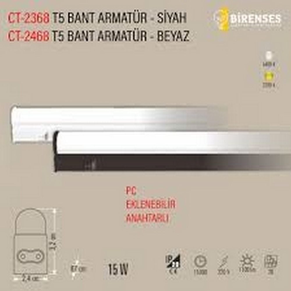 15W T5 LEDLİ BANT ARMATÜR ( BEYAZ )