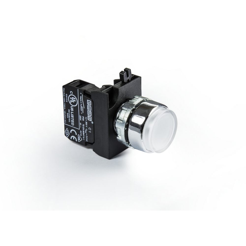 CM Serisi Metal 1NO Yaylı Çıkık Beyaz 22 mm Buton