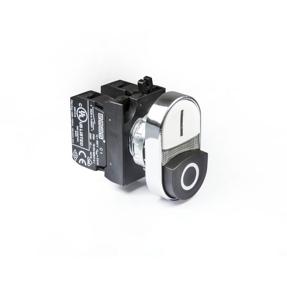CM Serisi Metal 1NO+1NC Çiftli 1 Çıkık Siyah-Beyaz 22 mm Buton