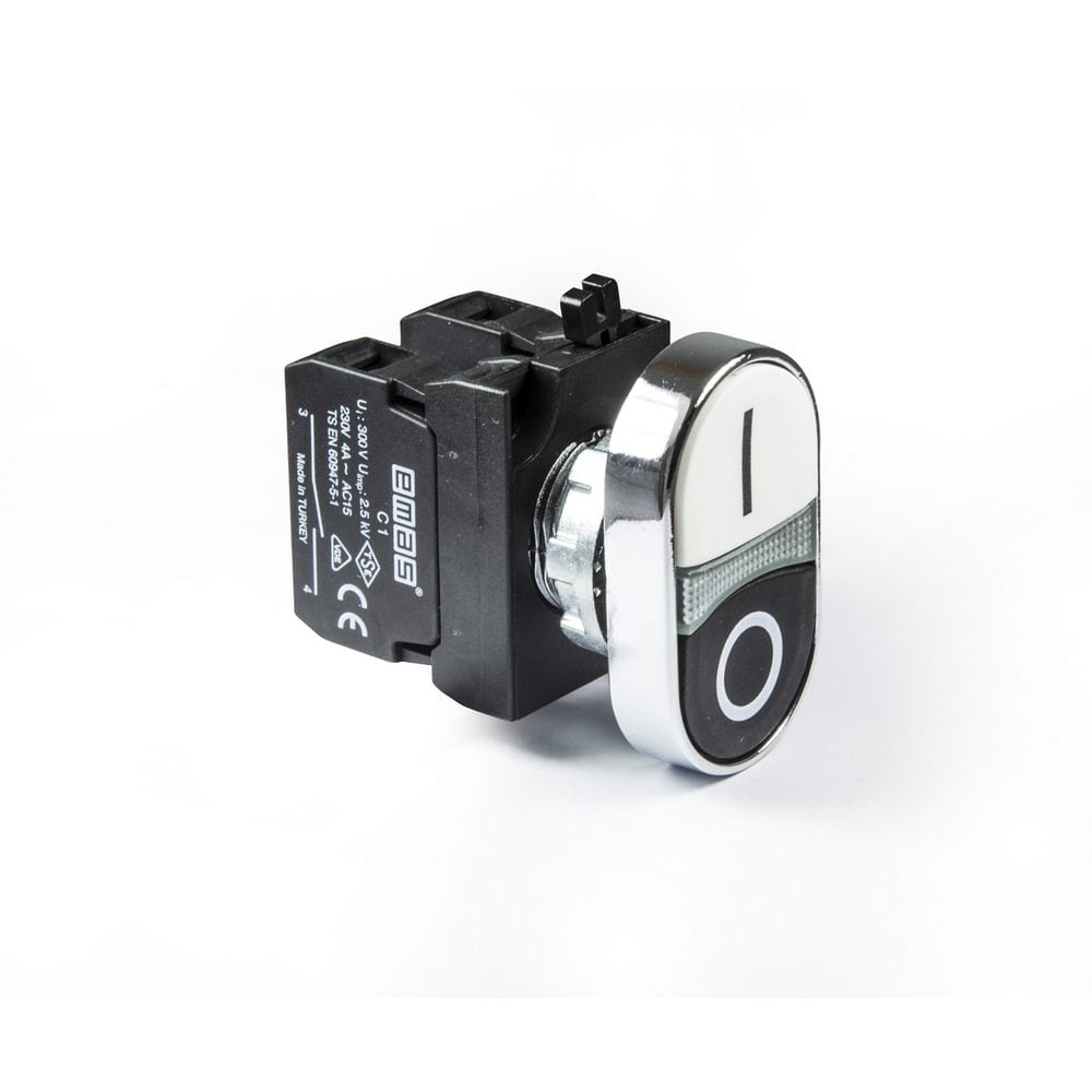 CM Serisi Metal 1NO+1NC Çiftli Düz Siyah-Beyaz 22 mm Buton