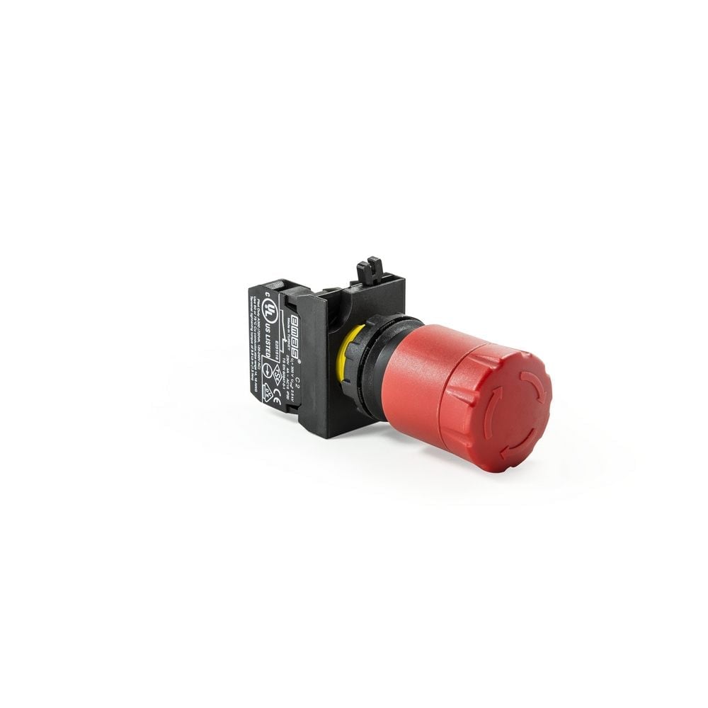 CP Serisi Plastik 1NC Acil Stop 30 mm Çevirmeli Kırmızı 22 mm Buton