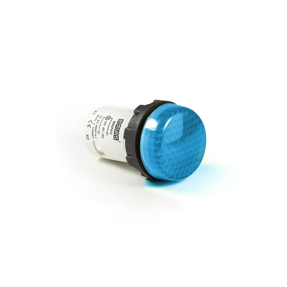 MB Serisi Plastik LED'li 12V AC/DC Mavi 22 mm Sinyal