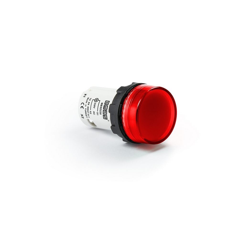 MB Serisi Plastik LED'li 230V AC Kırmızı 22 mm Sinyal