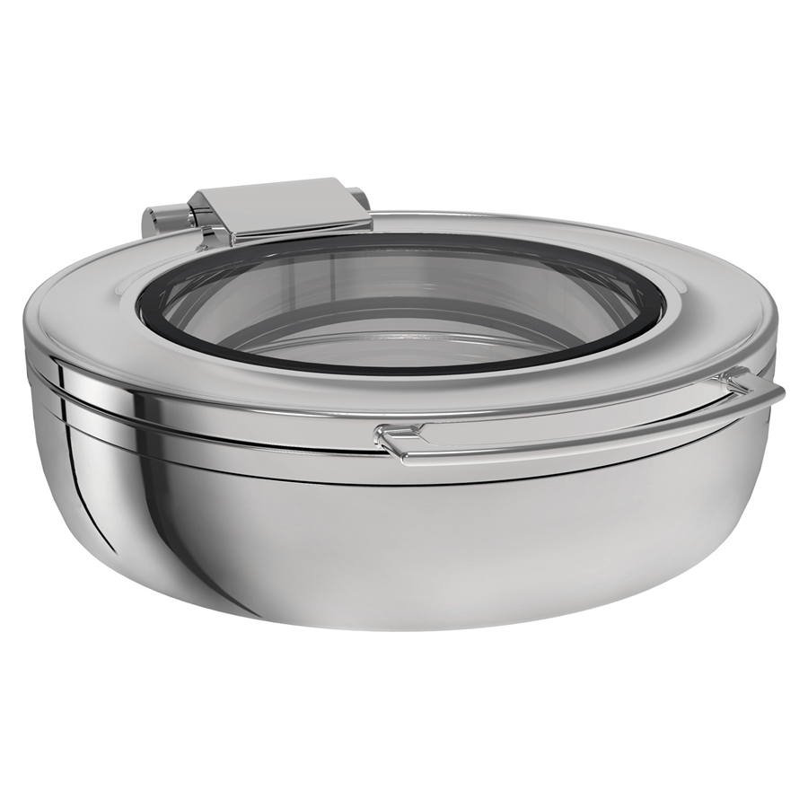 TITAN CHAFING DISH YUVARLAK REZİSTANS CAMLI KROM-5,7 Lt