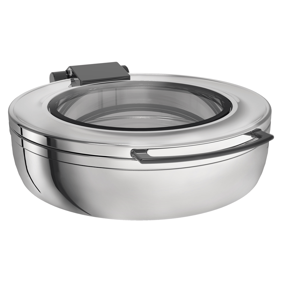 TITAN CHAFING DISH YUVARLAK REZİSTANS CAMLI SİYAH-5,7 Lt