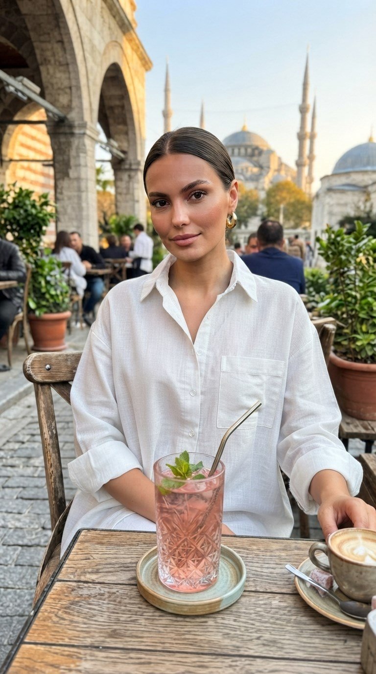 KETEN BEYAZ KADIN GÖMLEK