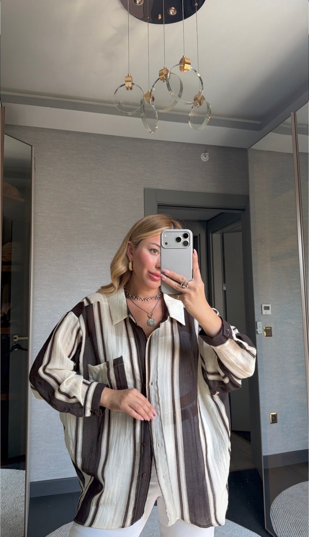 Çizgili Oversize Gömlek 5060