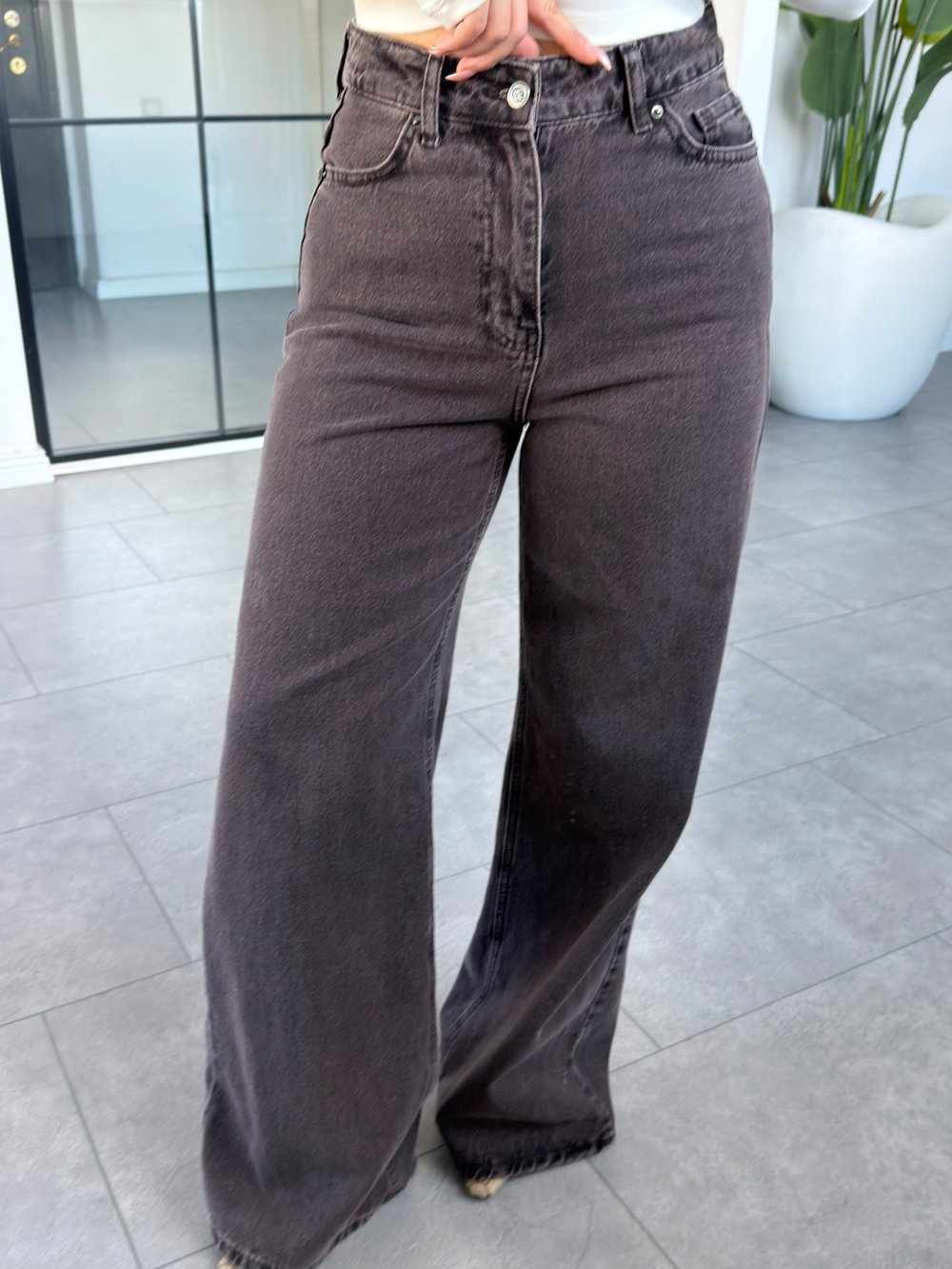 Wıde Leg Koyu Kahve Jean 1006