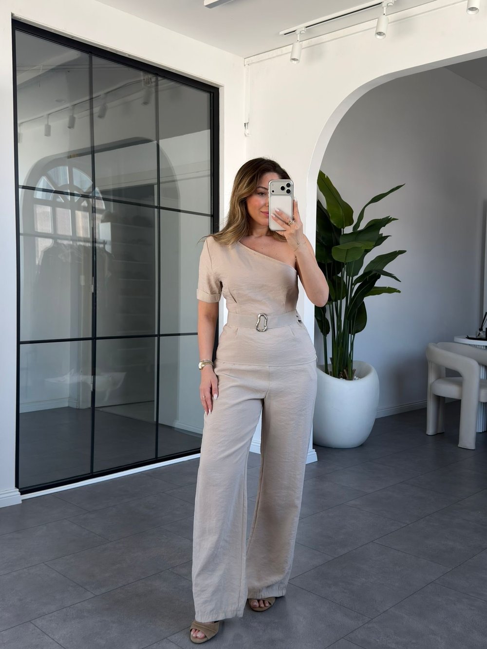 Tek Omuz Kemerli Tencel Takım 2858