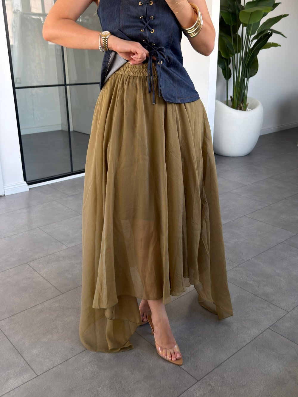 Tencel Asimetrik Etek 3406