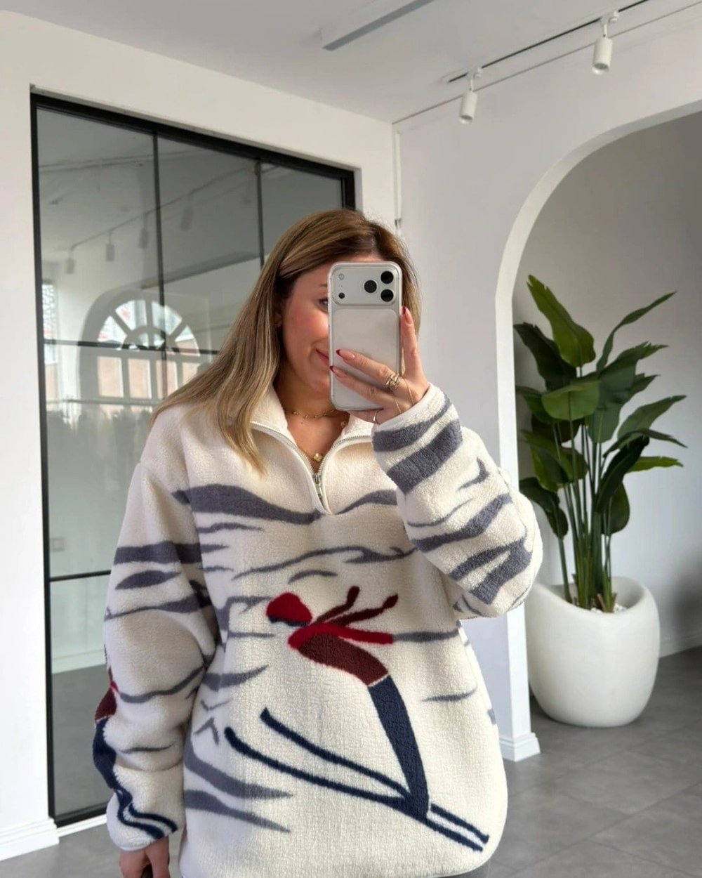 DESEN PELUŞ SWEATSHİRT
