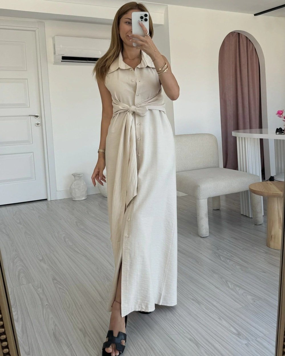 Bağlamalı Gömlek Elbise