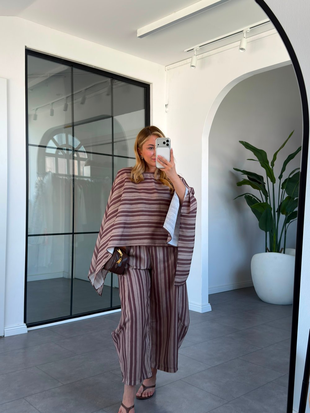 Çizgili Desen Bluz Pantolon Takım 30462