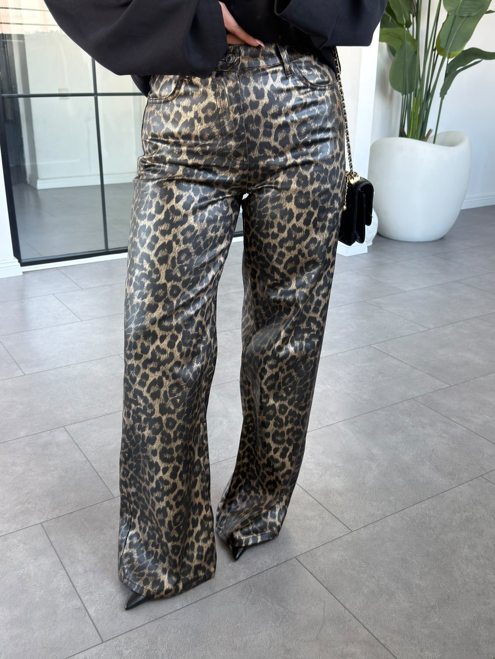 Leopar Deri Pantolon